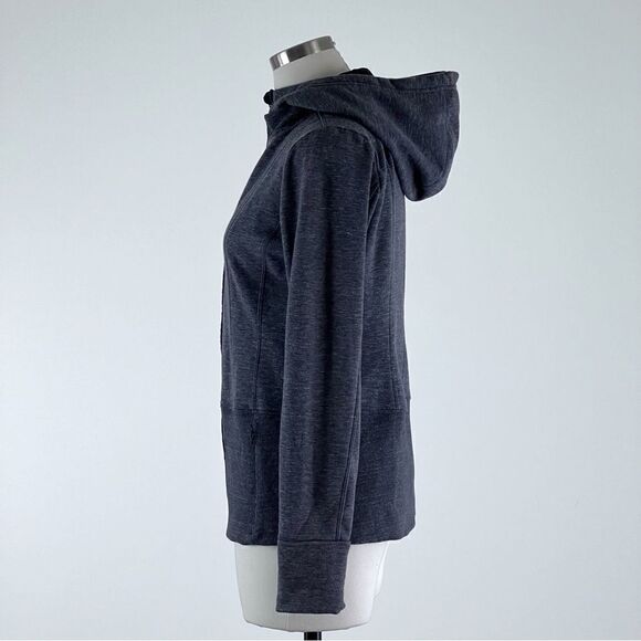 Athleta Fitted Victory Hoodie Jacket Heathered Charcoal Grey - Picture 5 of 11